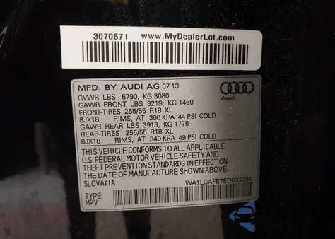 2014 Audi Q7 3.0T Premium z USA, uszkodzony, nr VIN WA1LGAFE7ED003294
